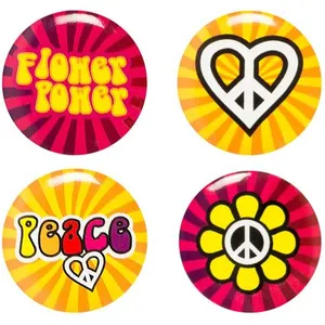 Comparateur de prix : Boland 4 Pins Hippie Flower Power - Taille Unique - Métal - Blanc - Clip