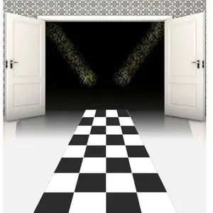 RueDeLaFete Petit tapis Racing jetable 4,5m DAMIER pas cher