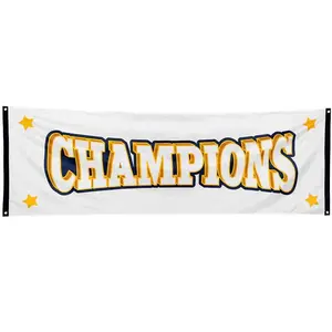 Comparateur de prix : Boland 44771 - Bannière Champions, taille 74 x 220 cm, drapeau en polyester, drapeau, arrivée, vainqueurs, remise des prix, fête sportive, fête