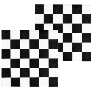Comparateur de prix : Boland Serviettes en papier - DAMIER - Racing - 20 pièces - 33x33cm - Noir et blanc - 2 plis