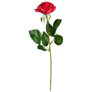 RueDeLaFete Grande Rose fleur artificielle 43cm, Rouge 48015BOL pas cher