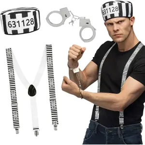 Accessoire de déguisement - 3 accessoires déguisement prisonnier adulte - - noir - boland 33215 pas cher