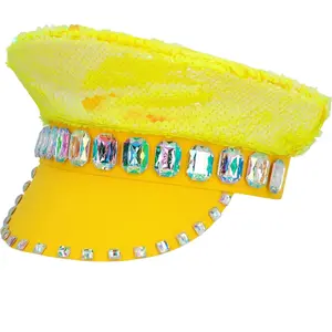 casquette sequin réversible jaune adulte - boland 33033 pas cher