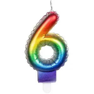 RueDeLaFete BOUGIE balloon multicolore avec mèche, chiffre 6 pas cher