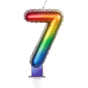 RueDeLaFete BOUGIE balloon multicolore avec mèche, chiffre 7 pas cher
