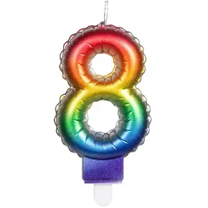 RueDeLaFete BOUGIE balloon multicolore avec mèche, chiffre 8 pas cher