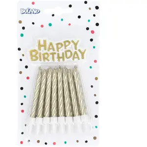Comparateur de prix : Boland Set 16 Bougies Anniversaire en spirale avec bouchon de gâteau Happy Birthday - Or