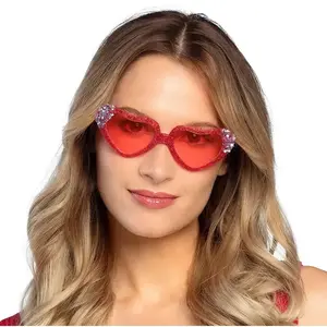 Comparateur de prix : paire de lunettes cur rouge pailleté strass femme - boland 35011