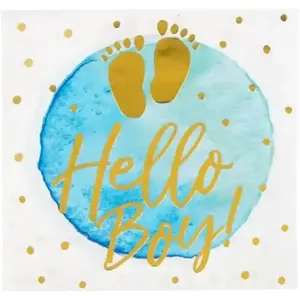 20 serviettes papier hello boy 33cm bleu - 53249