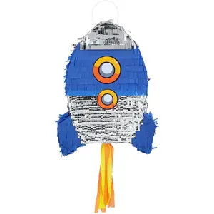 Boland 50514 - Pinata fusée, 56 x 23 cx 18 cm, décoration à suspendre, décoration pour anniversaire, fête à thème et carnaval pas cher