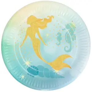 Comparateur de prix : Boland 51012 Lot de 10 Assiettes en Papier Motif sirène 23 cm