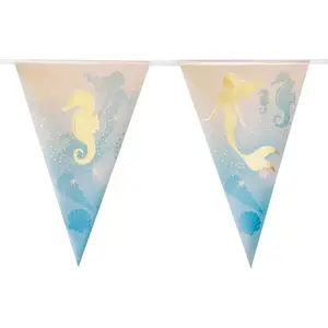 Comparateur de prix : Guirlande en plastique 10 fanions Sirène Lagune 30 x 20 cm