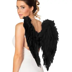 Comparateur de prix : Ailes d'ange - Plumes synthétiques - Noir - 50x50cm