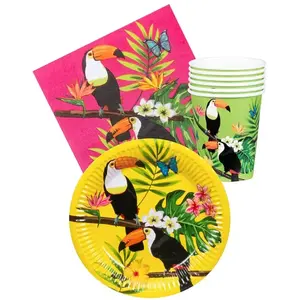 RueDeLaFete Set Vaisselle Toucan 6 personnes pas cher