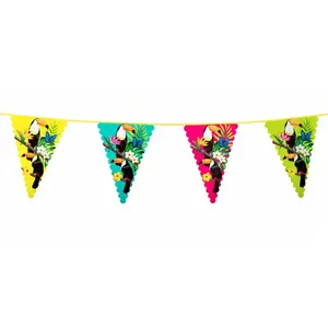 Boland Guirlande fanions en plastique toucan 45 x 30 cm 6 m - Multicolore pas cher