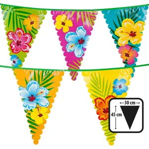 Comparateur de prix : guirlande fanions hawaï hibiscus 6m - 52501