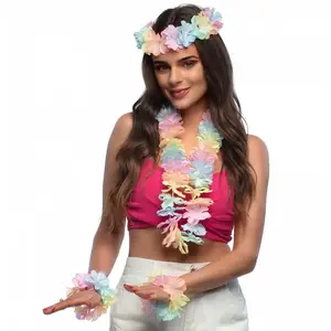Comparateur de prix : Boland Kit déguisement hawaïen - collier, bandeau et bracelets - blanc - adulte