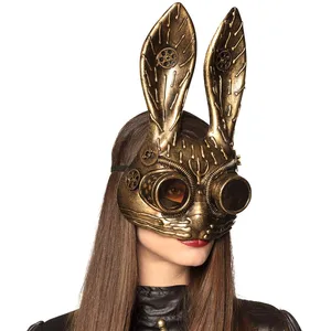 Boland Demi masque lapin doré adulte Steampunk
