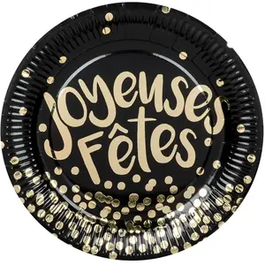 Comparateur de prix : 6 ASSIETTES JOYEUSES FÊTES NOIRS