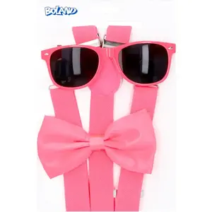 Boland Accessoires de déguisement - Fluo Rose - Lunettes, Bretelles, Noeud Pap - Taille unique - Enfant - Mixte