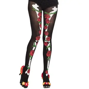 Comparateur de prix : paire de collants jour de la mort fleuri femme - boland 87899