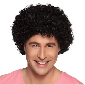 RueDeLaFete Perruque Curly noir pas cher