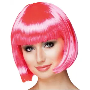 Comparateur de prix : perruque coupe cheveux carré frange rose vif femme - boland 85890