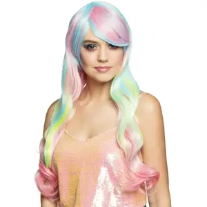 Comparateur de prix : Boland Perruque synthétique pour femme - Arc-en-ciel pastel - Longue