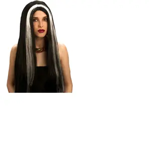 Comparateur de prix : Max Bersinger perruque cheveux longs noirs mèches blanches femme - boland 86081