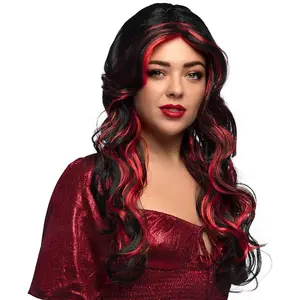 Boland perruque Dames diaboliques synthétique noir/rouge pas cher