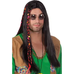 Comparateur de prix : perruque flower power cheveux longs noir homme - boland 86368