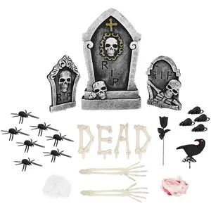 Comparateur de prix : Boland 73231 - Set de décoration pour Halloween, décoration en plusieurs parties avec araignée, tête de mort et os, carnaval ou fête à thème