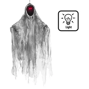 Comparateur de prix : Boland 73096 - Fantôme sans visage suspendu avec LED, 36 cm, piles incluses, yeux lumineux, déco de fête, déco d'horreur pour Halloween