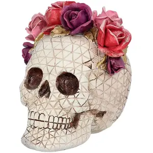 Comparateur de prix : décoration crâne couronne de roses 15x14x15cm - boland 73089