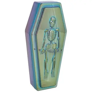 Comparateur de prix : Boland 73059 - Boîte de rangement avec couvercle pour déco Halloween, boîte cercueil en plastique, déco squelette
