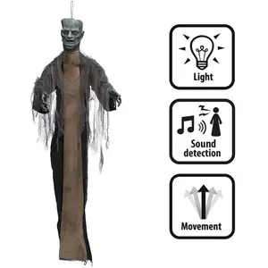 Comparateur de prix : Boland - Décoration d'horreur suspendue avec LED, mouvement et son, décoration de fête fonctionnant sur piles pour les fêtes à thème et Halloween