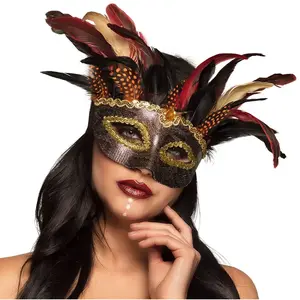 Comparateur de prix : Boland Masque loup vaudou avec plumes - GENERIQUE - Femme - Marron - Adulte