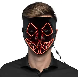 Comparateur de prix : Boland 72256 Masque LED Killer Smile Rouge Fonctionnement à piles 2 x AA Lumière LED Masque facial Accessoire Halloween Carnaval Fête à thème