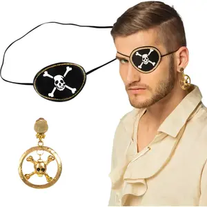 Boland kit crâne de pirate noir/or 2 pièces pas cher