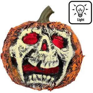 Comparateur de prix : Boland 74594 - Citrouille clignotante, 21 cm, décoration avec lumière, piles incluses, décoration d'Halloween, figurine décorative, décoration d'horreur pour le carnaval et la fête à thème