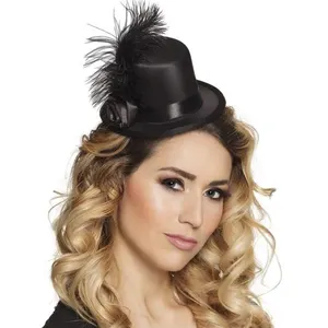 Serre-Tête Charleston - NO NAME - Tiare Mini Chapeau Noir Plume