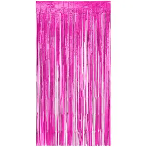 Comparateur de prix : RueDeLaFete Rideau de porte en aluminium rose vif - (200 x 100 cm)