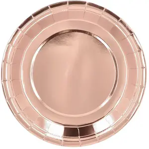 Comparateur de prix : Set 6 assiettes papier or rose - 23 cm