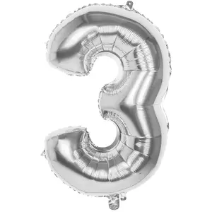 Comparateur de prix : RueDeLaFete Ballon aluminium chiffre 3 86 cm : Argent
