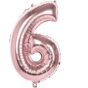 Boland ballon numéro 6 or rose 86 cm