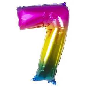 Boland ballon en papier d'aluminium figure 7 arc-en-ciel en latex 86 cm