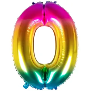 Boland Ballon chiffre - ARC-EN-CIEL - 86 cm - gonflable à l'hélium - livré avec une pompe à pied pas cher