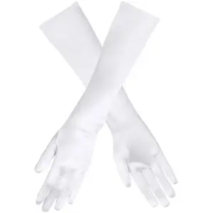 Gants satine elastique blanc pas cher