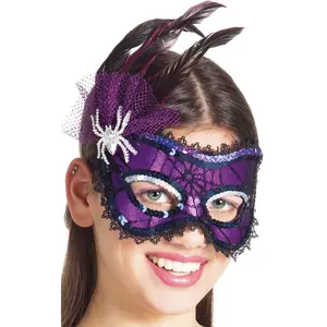 Boland 00299 Masque Venezia avec Spider Web et plumes, Violet