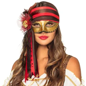 Boland Loup vénitien - DONNA - Pirate - Bandeau intégré - Crâne doré - Accessoire de déguisement pas cher